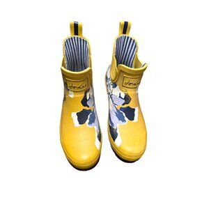 Joules Yellow Wellibob Women's Floral Ankle Rain Boots US 8